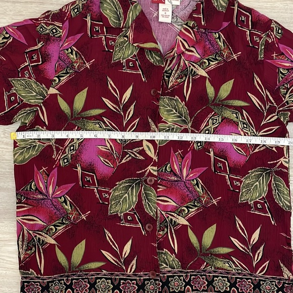 JM Collection Womens Colorful Button Down Short Sleeved Blouse with Color Size 6 - Picture 7 of 11